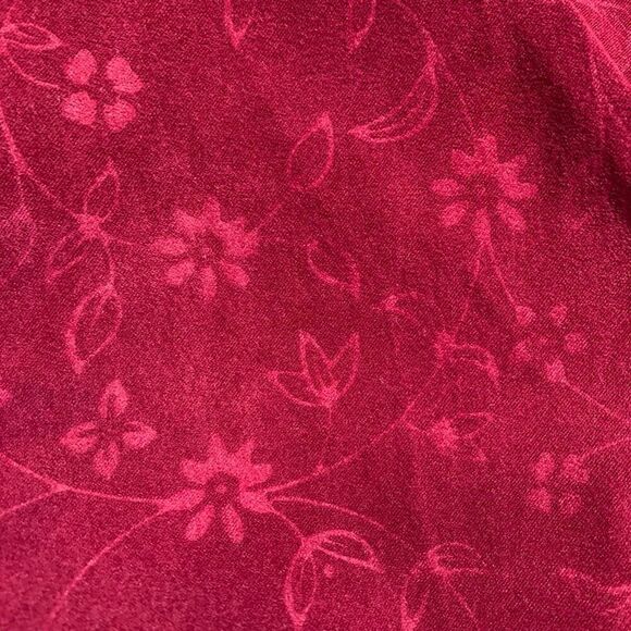 Vintage Sag Harbor Vest Burgundy Red Floral Vneck Embossed Button Up Plus Size - Picture 7 of 8